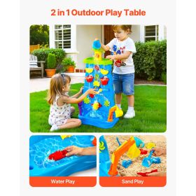 Sand and Water Table for Toddlers, Double-Sided Kids Activity Waterfall Playset with 37PCS Accessories, Kids Activity Sensory Table