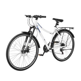 Hybrid Bike, Lightweight Aluminum Frame Bike, 700c Wheel Men and Women Hybrid Bicycle, Step-Through Adult Urban City Commuter Bikes