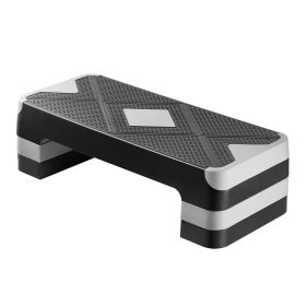 Aerobic Exercise Step Platform, 28-Inch Workout Aerobic Stepper, Height Adjustable Fitness Training Step Deck Trainer with 4 Risers