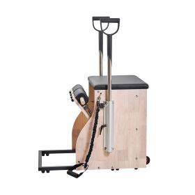 Pilates Chair, Split-Pedal Stability Combo Chairs with Handles, Rubber Wood Frame Yoga Fitness Trainer, Exercise Reformer