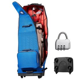 Golf Travel Bag, Outdoors Soft-Sided Golf Travel Cover, Heavy Duty 1200D Polyester Oxford Wear-Resistant Waterproof, Padded Luggage Case with Whe