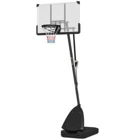 4.9-10 Basketball Stand, Freestanding Basketball System with 44" Shatterproof Backboard, Rebound System and Wheels (Option: Black-1170x800x245 mm)